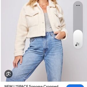 L*SPACE Sonoma Cropped Sherpa  Off-White Jacket Small